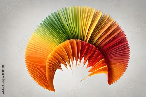 3d render of the multicolor decorative piece  a flower made of multicolor paper on white background 