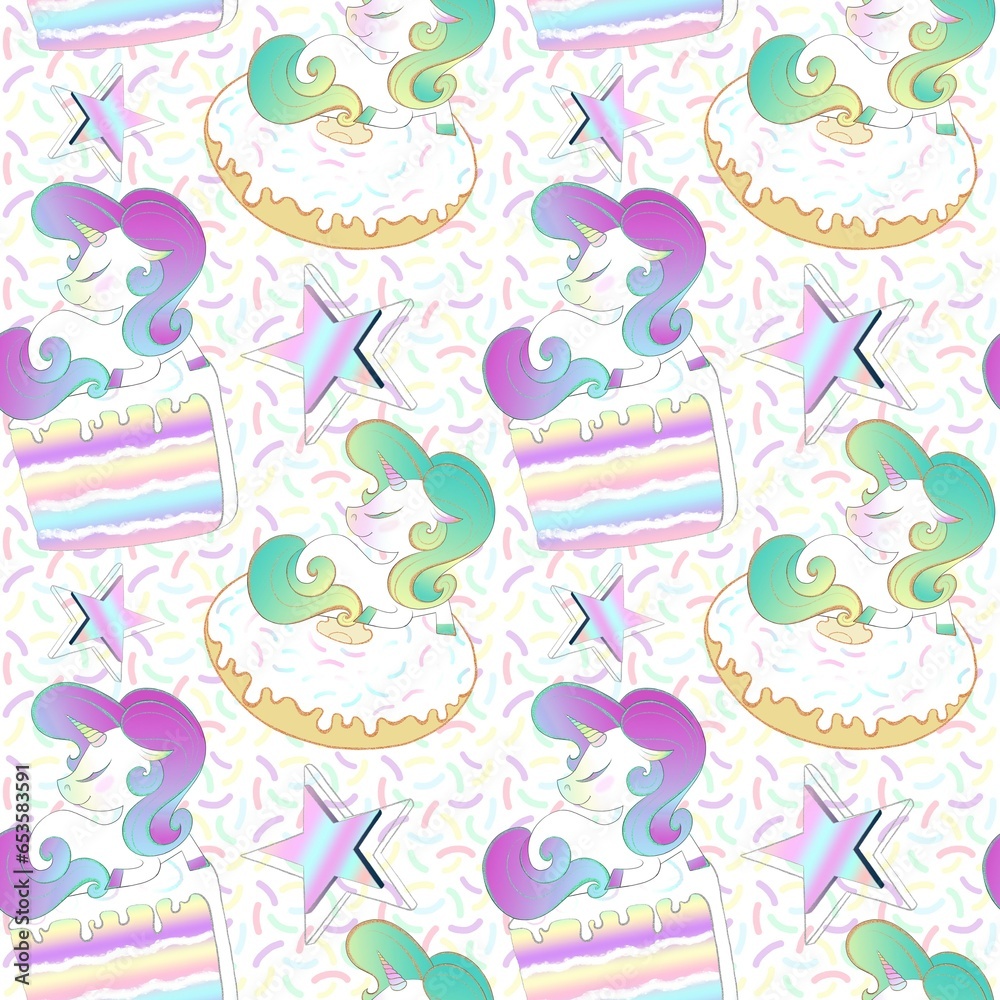 Naklejka premium Cute unicorn seamless pattern