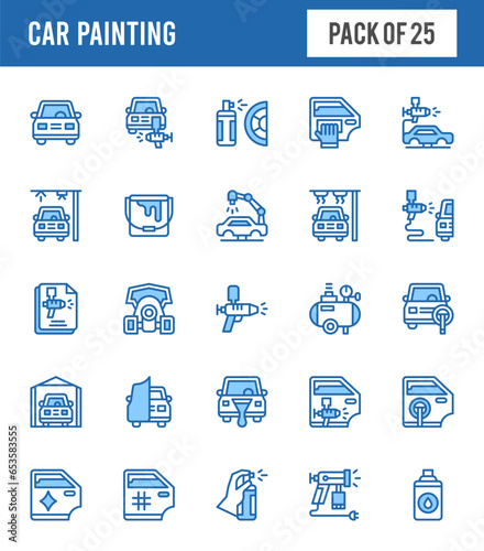 25 Car Painting Two Color icons pack. vector illustration.