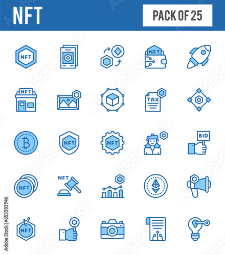 25 NFT Two Color icons pack. vector illustration.