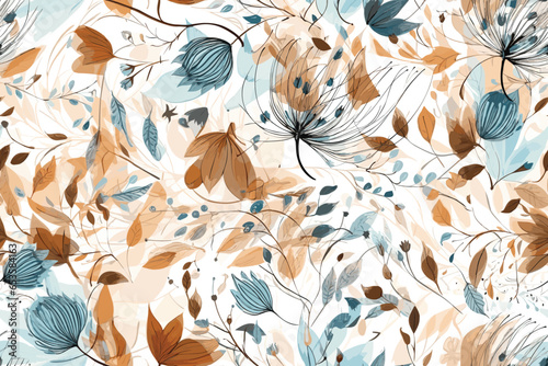 Pattern Watercolor vector art painting illustration flower pattern. textile, ornamental, ornate, hand-drawn, drapery, curl, watercolor, trendy, painting, repeat, fancy, elements, diverse, deco, stain