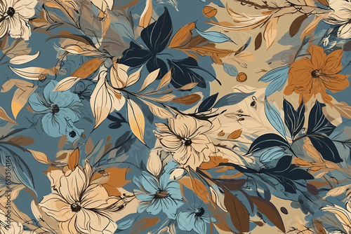 Pattern Watercolor vector art painting illustration flower pattern. textile, ornamental, ornate, hand-drawn, drapery, curl, watercolor, trendy, painting, repeat, fancy, elements, diverse, deco, stain