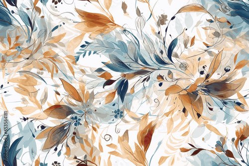 Pattern Watercolor vector art painting illustration flower pattern. textile, ornamental, ornate, hand-drawn, drapery, curl, watercolor, trendy, painting, repeat, fancy, elements, diverse, deco, stain