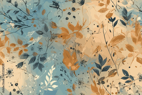 Pattern Watercolor vector art painting illustration flower pattern. textile, ornamental, ornate, hand-drawn, drapery, curl, watercolor, trendy, painting, repeat, fancy, elements, diverse, deco, stain