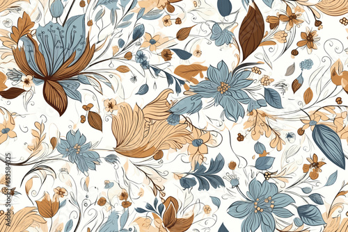 Pattern Watercolor vector art painting illustration flower pattern. textile, ornamental, ornate, hand-drawn, drapery, curl, watercolor, trendy, painting, repeat, fancy, elements, diverse, deco, stain