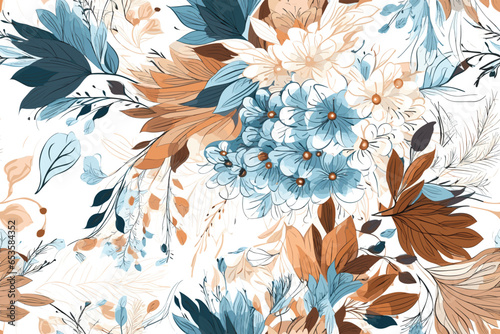 Pattern Watercolor vector art painting illustration flower pattern. textile, ornamental, ornate, hand-drawn, drapery, curl, watercolor, trendy, painting, repeat, fancy, elements, diverse, deco, stain