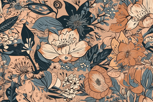 Pattern Watercolor vector art painting illustration flower pattern. textile, ornamental, ornate, hand-drawn, drapery, curl, watercolor, trendy, painting, repeat, fancy, elements, diverse, deco, stain