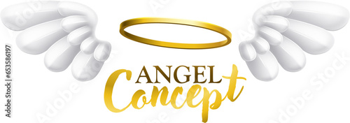 An angel wings and halo with text template concept