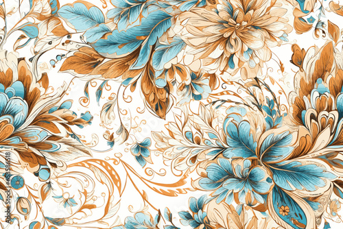 Pattern Watercolor vector art painting illustration flower pattern. textile, ornamental, ornate, hand-drawn, drapery, curl, watercolor, trendy, painting, repeat, fancy, elements, diverse, deco, stain