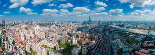 Aerial photography of urban scenery in Shanghai, China
