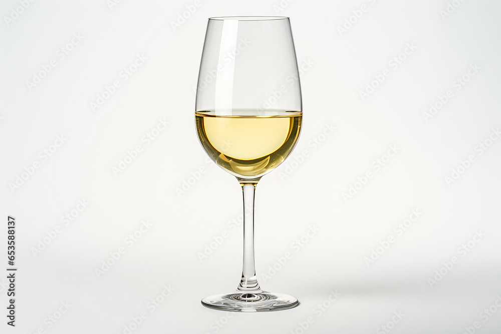 A glass of white wine on a white background A glass of white wine on a white background