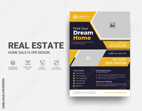 Real estate flyer Template house for sale real estate agency