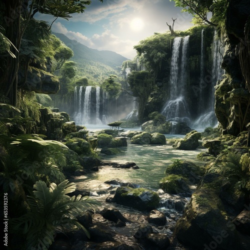 garden of eden waterfall nature cinematic