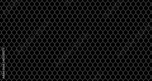 Fishing net seamless pattern. Soccer and football gates mesh. Fishnet texture. Basketball hoop and hockey net pattern. Sportswear texture. Chain link fence. Vector illustration on black background.