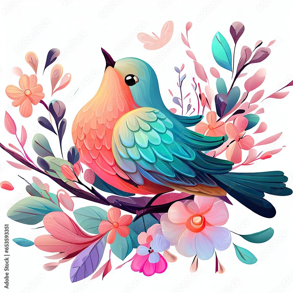 Fototapeta premium birds on a branch creative AI design.