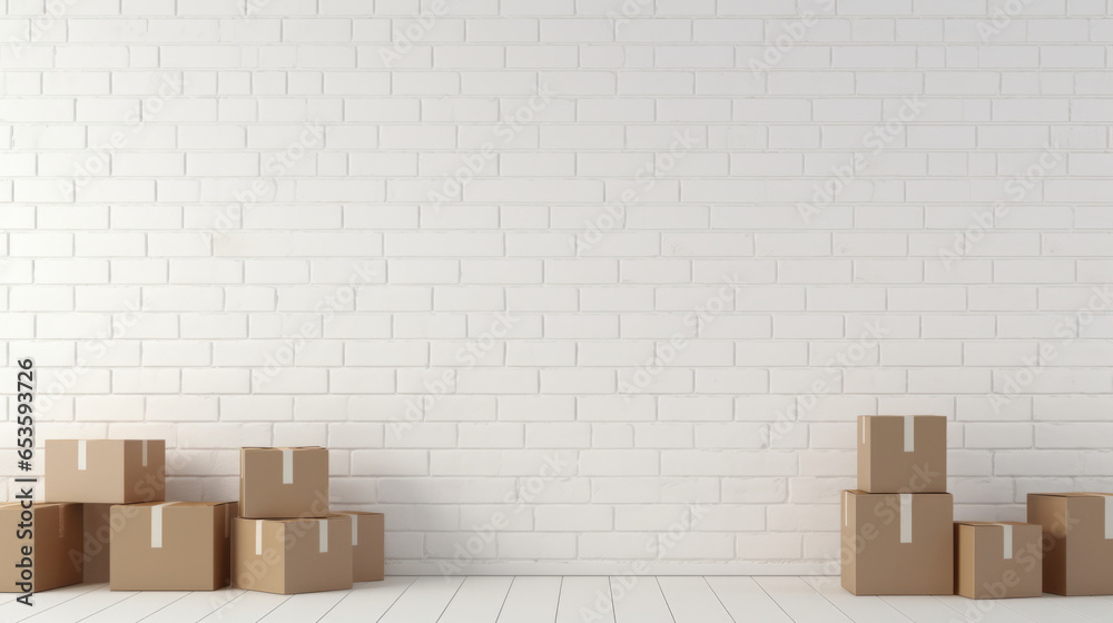 Cardboard boxes for moving into a new home. Stack of cardboard boxes for relocation Cardboard boxes for moving into a new home. Stack of cardboard boxes for relocation