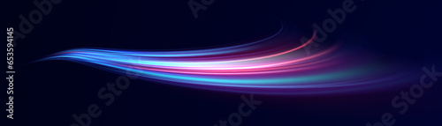Abstract background of luminous lines. Neon lines. Laser rays. Abstract blue light lines on dark background. Futuristic technology style. Vector illustration road