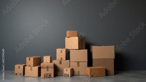 Cardboard boxes for moving into a new home. Stack of cardboard boxes for relocation © Chanelle/Peopleimages - AI