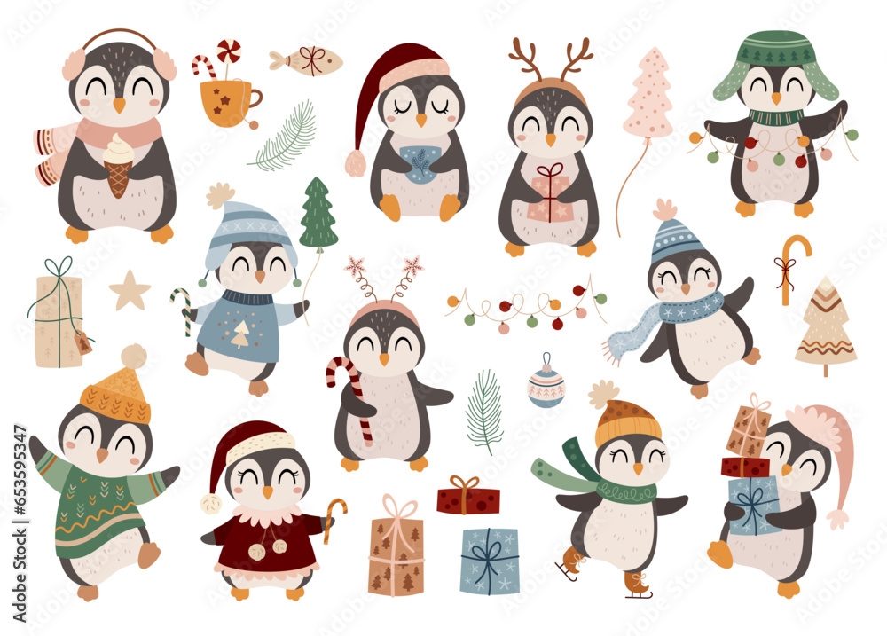 christmas-penguins-clipart-in-cartoon-flat-style-merry-christmas