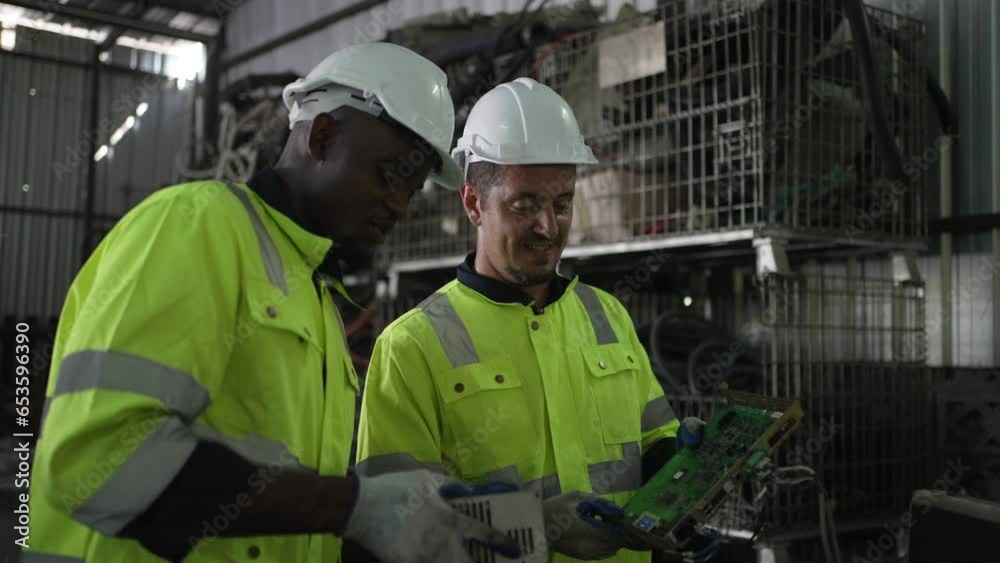 Engineer work at robotic arm factory. Engineer work at robotic arm factory.