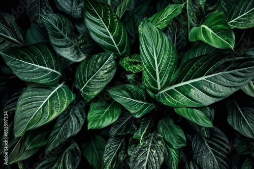 Abstract pattern of tropical green leaves, lush foliage houseplant, dumb cane or dieffenbachia, the tropic plant. Generative AI