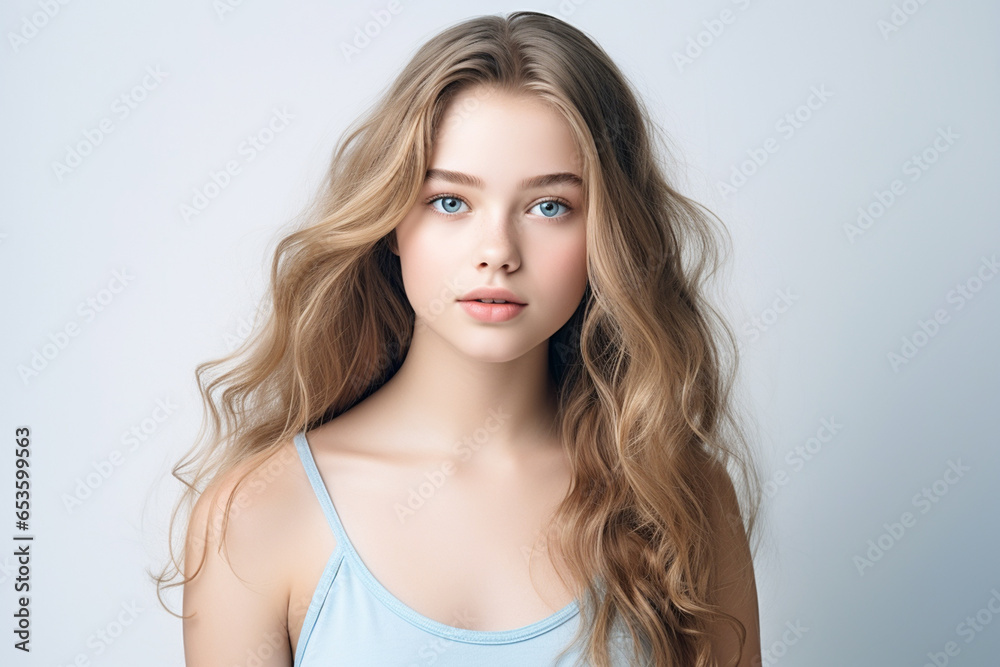 beautiful teen girl student with confident expression minimalistic background beautiful teen girl student with confident expression minimalistic background