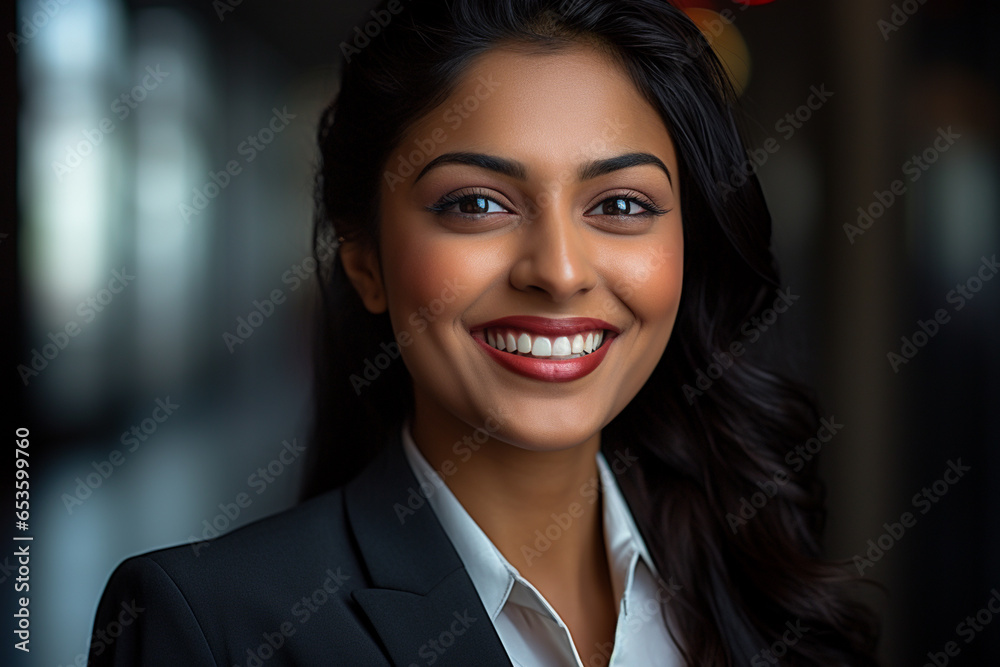 closeup of happy pretty Indian business woman closeup of happy pretty Indian business woman