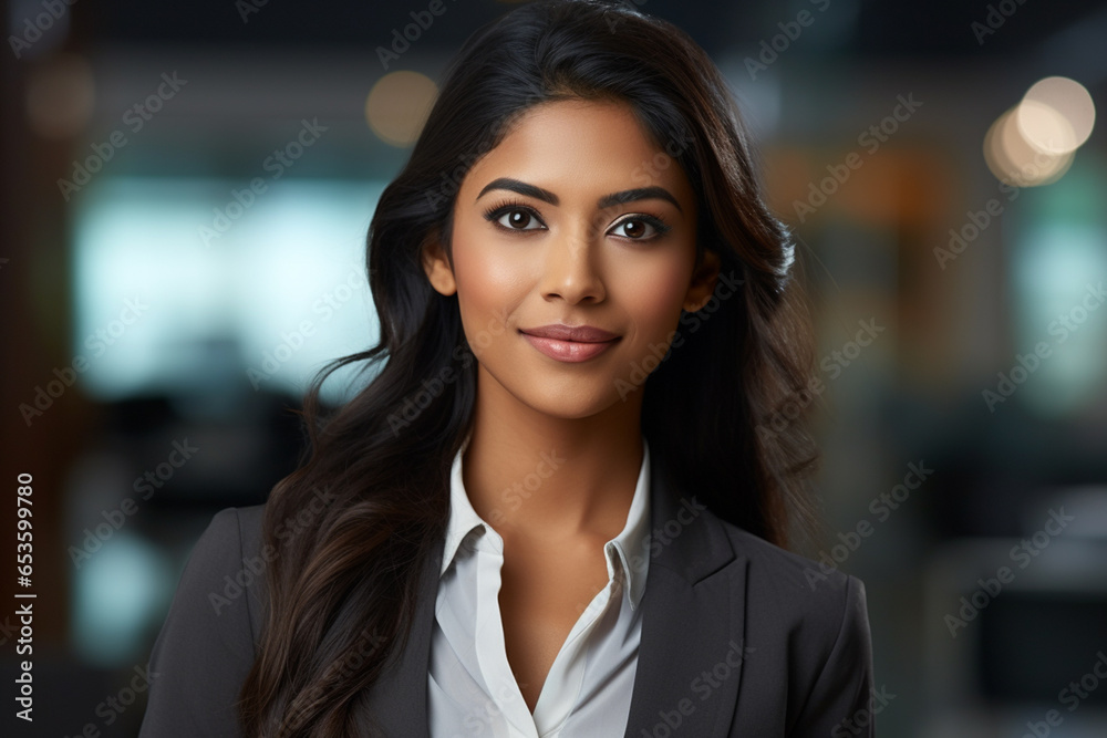 closeup of happy pretty Indian business woman closeup of happy pretty Indian business woman