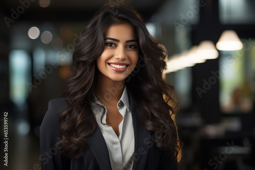 closeup of happy pretty Indian business woman