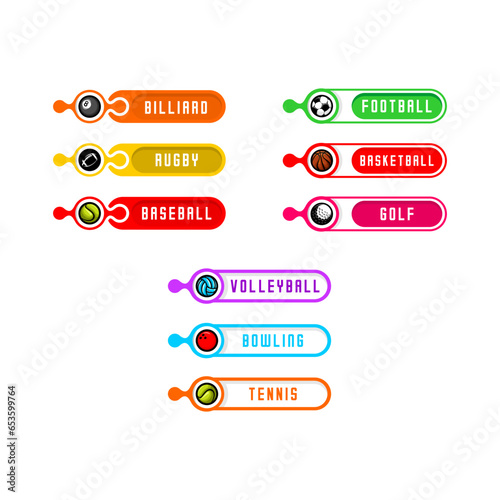 vector labels for various sports, sports infographic elements