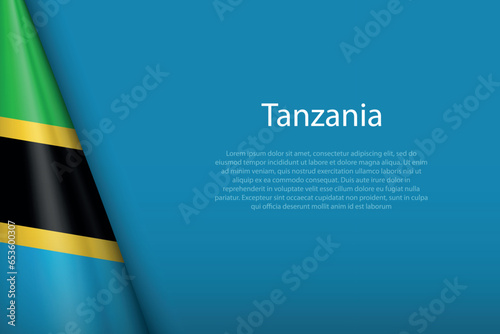 national flag Tanzania isolated on background with copyspace