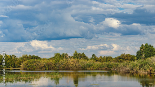 Fototapeta Naklejka Na Ścianę i Meble -  clouds over lake anf forest