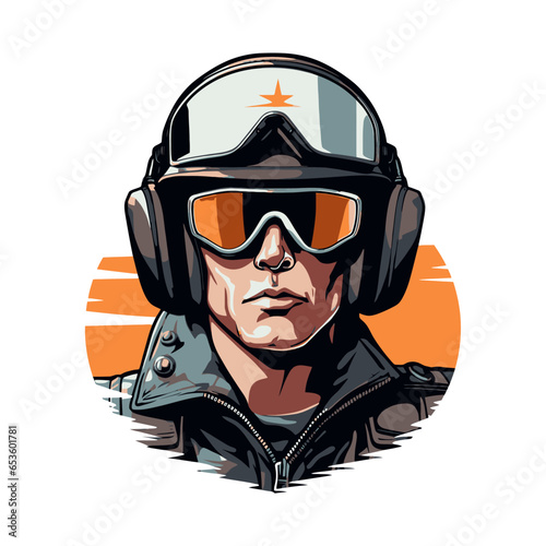 Portrait of a military pilot. Vector illustration