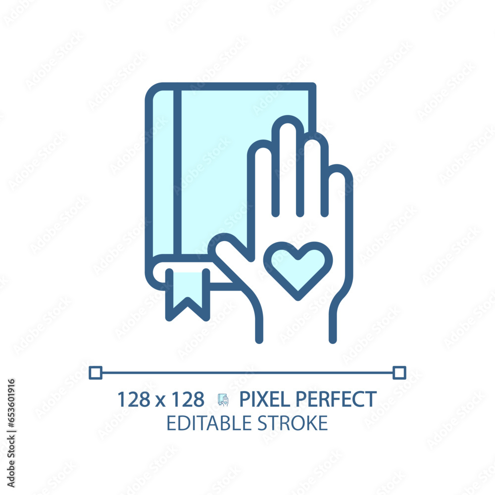 2D pixel perfect editable blue icon with willingness to learn, isolated vector, thin line illustration representing soft skills. 2D pixel perfect editable blue icon with willingness to learn, isolated vector, thin line illustration representing soft skills.