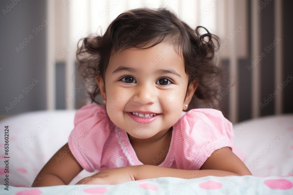 Cute little girl. Smiling portrait. Generate Ai Cute little girl. Smiling portrait. Generate Ai