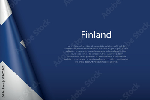 national flag Finland isolated on background with copyspace