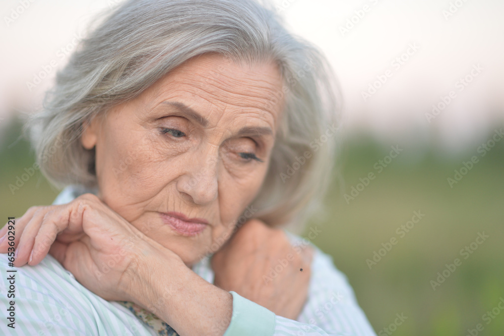 Close up portrait of unhappy senior woman Close up portrait of unhappy senior woman