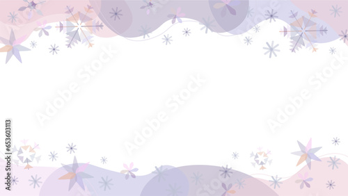 クリスマスに使えるピンクと紫の雪の結晶のベクターフレーム画像