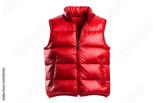 Warm Winter Down Vest Isolated on Transparent Background.