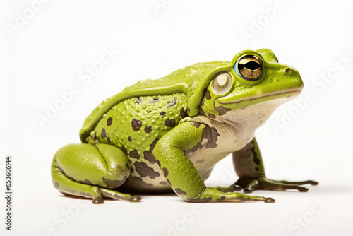 Beautiful green toad isolated on a white background