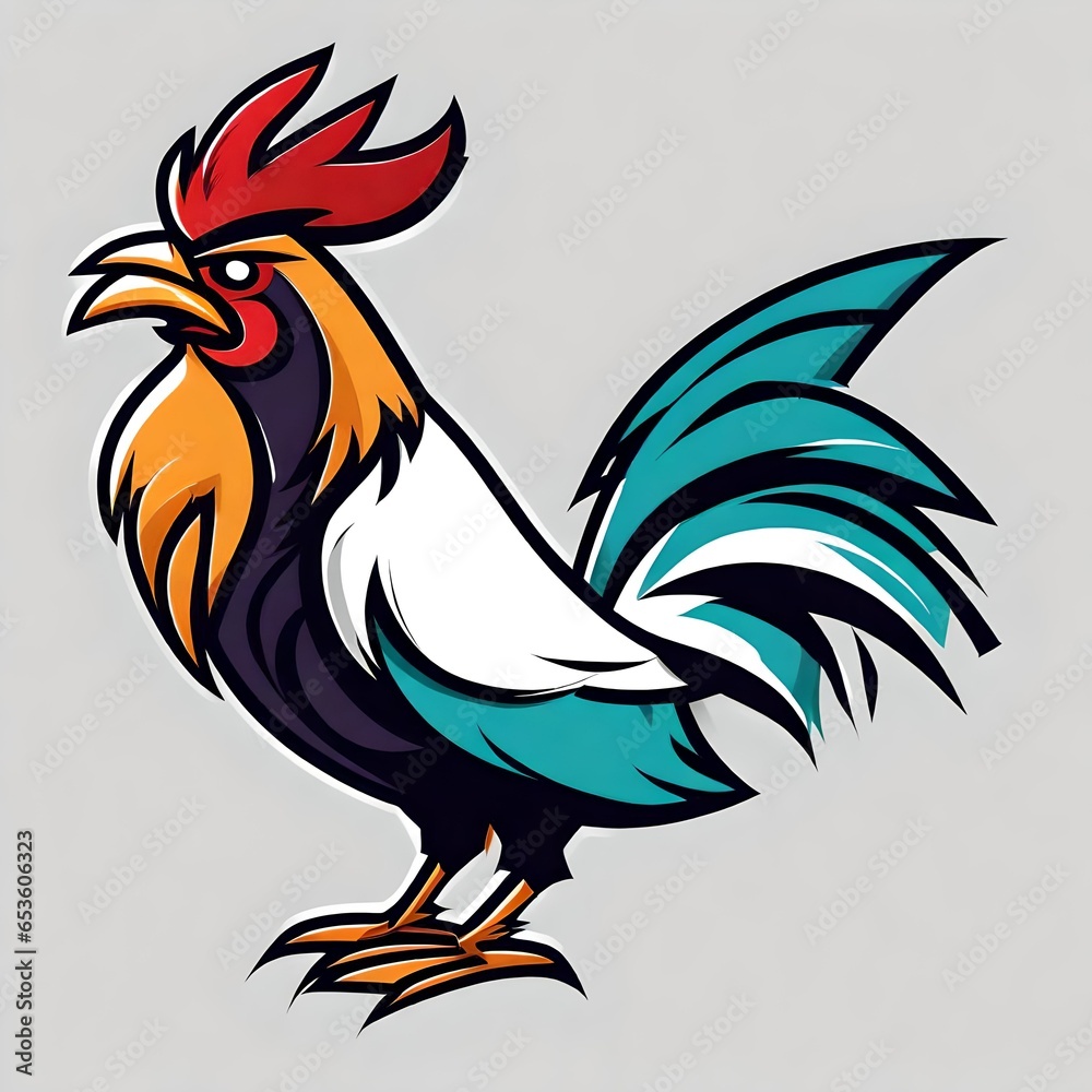 A logo for a business or sports team featuring a stylized rooster bird that is suitable for a t-shirt graphic.