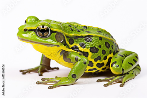 Beautiful green toad isolated on a white background