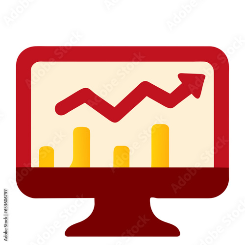 Computer monitor statistics business, analytics, red laptop, computer