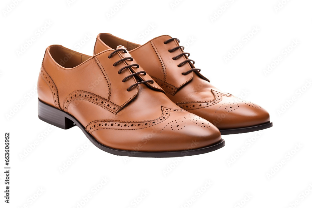 Modern Wingtip Oxford Shoe Isolated on Transparent Background.