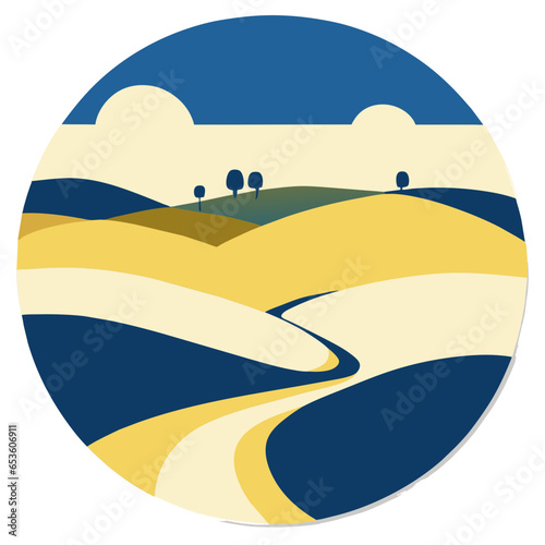 flag Field with trees in a circle, vector illustration 