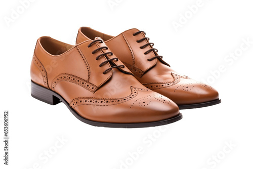 Modern Wingtip Oxford Shoe Isolated on Transparent Background.