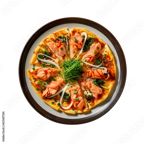Haemul Pajeon Served in a beautiful plate, PNG FILE