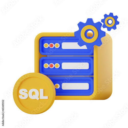 SQL Database Coding 3D Illustrations