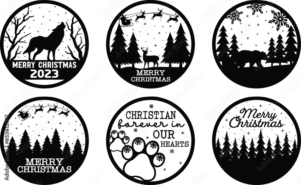 Fototapeta premium Christmas round sign bundle 