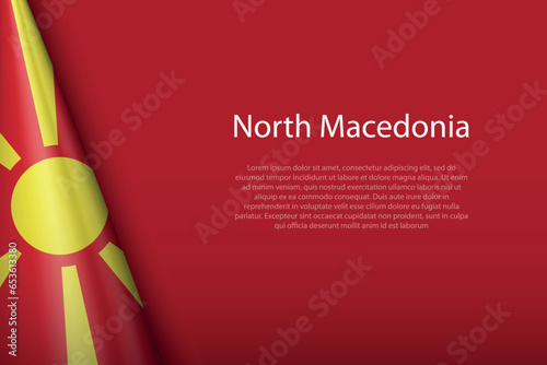 national flag North Macedonia isolated on background with copyspace